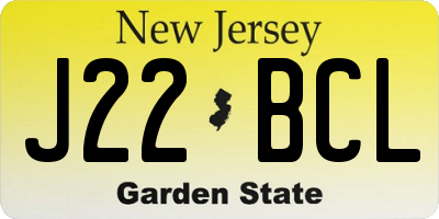 NJ license plate J22BCL