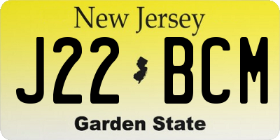 NJ license plate J22BCM