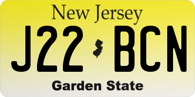 NJ license plate J22BCN
