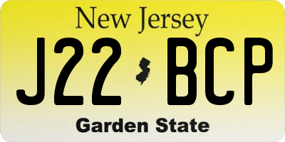 NJ license plate J22BCP