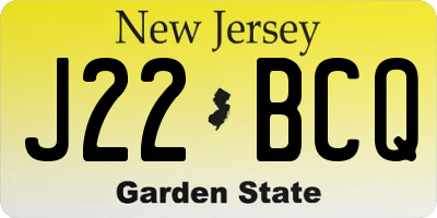 NJ license plate J22BCQ