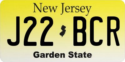 NJ license plate J22BCR
