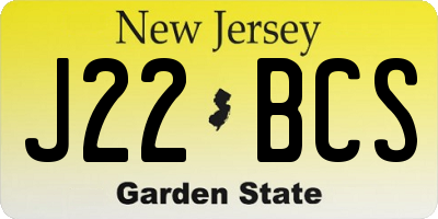 NJ license plate J22BCS
