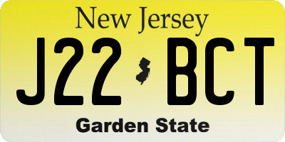 NJ license plate J22BCT