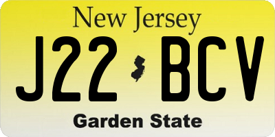 NJ license plate J22BCV