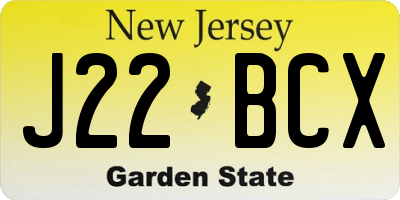 NJ license plate J22BCX
