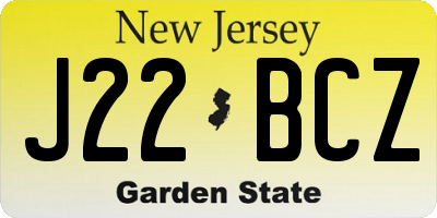 NJ license plate J22BCZ
