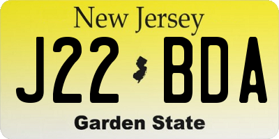 NJ license plate J22BDA