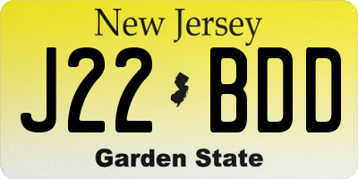 NJ license plate J22BDD