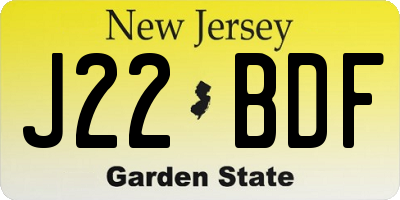 NJ license plate J22BDF