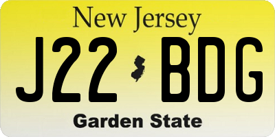 NJ license plate J22BDG