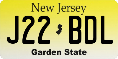 NJ license plate J22BDL