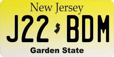 NJ license plate J22BDM