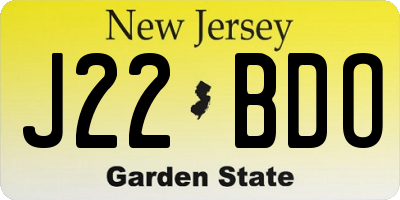NJ license plate J22BDO