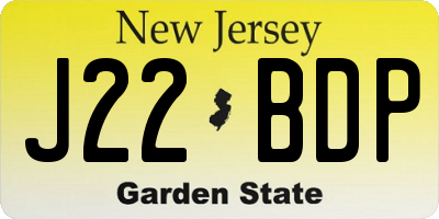 NJ license plate J22BDP