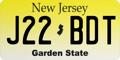 NJ license plate J22BDT