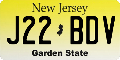 NJ license plate J22BDV
