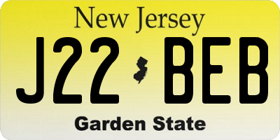 NJ license plate J22BEB