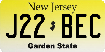 NJ license plate J22BEC