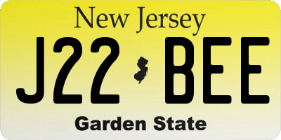 NJ license plate J22BEE