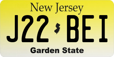 NJ license plate J22BEI
