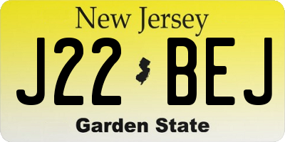 NJ license plate J22BEJ