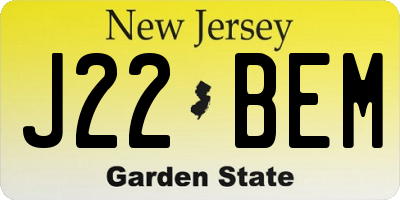 NJ license plate J22BEM