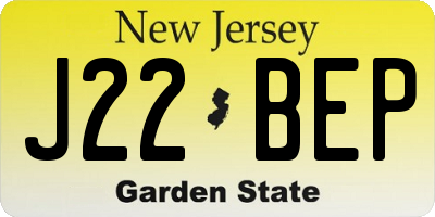 NJ license plate J22BEP
