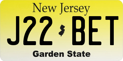 NJ license plate J22BET