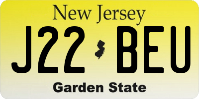NJ license plate J22BEU