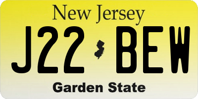 NJ license plate J22BEW
