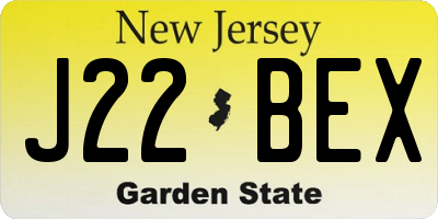 NJ license plate J22BEX