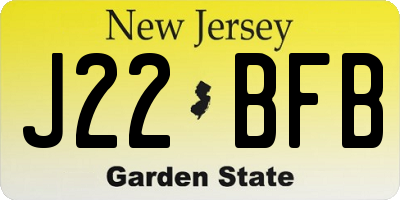 NJ license plate J22BFB