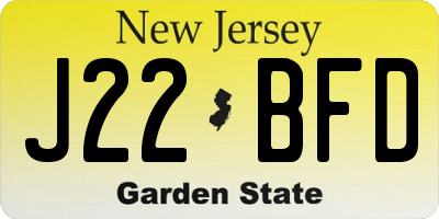 NJ license plate J22BFD