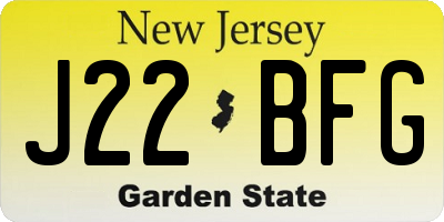 NJ license plate J22BFG