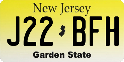 NJ license plate J22BFH
