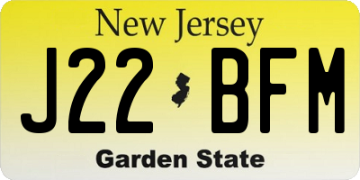 NJ license plate J22BFM