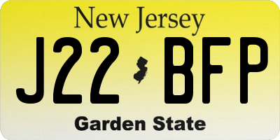 NJ license plate J22BFP