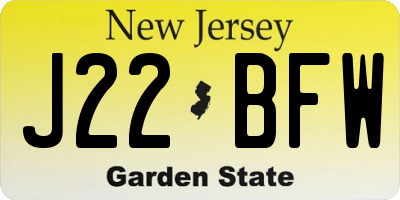 NJ license plate J22BFW