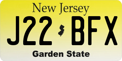 NJ license plate J22BFX