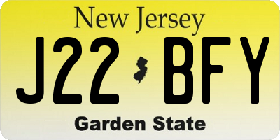 NJ license plate J22BFY
