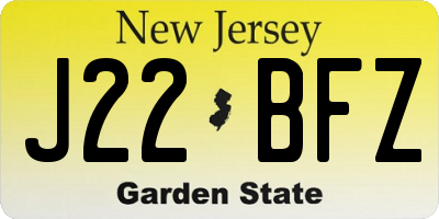 NJ license plate J22BFZ