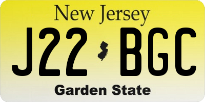 NJ license plate J22BGC