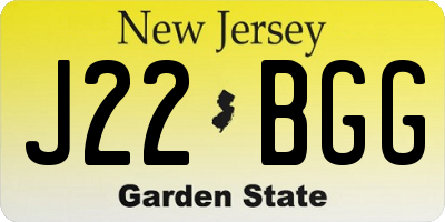 NJ license plate J22BGG