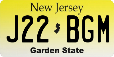 NJ license plate J22BGM