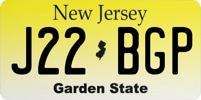 NJ license plate J22BGP