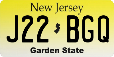 NJ license plate J22BGQ