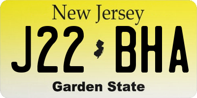NJ license plate J22BHA