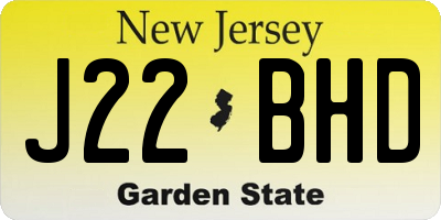 NJ license plate J22BHD