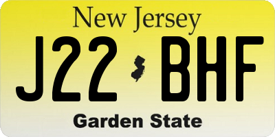 NJ license plate J22BHF